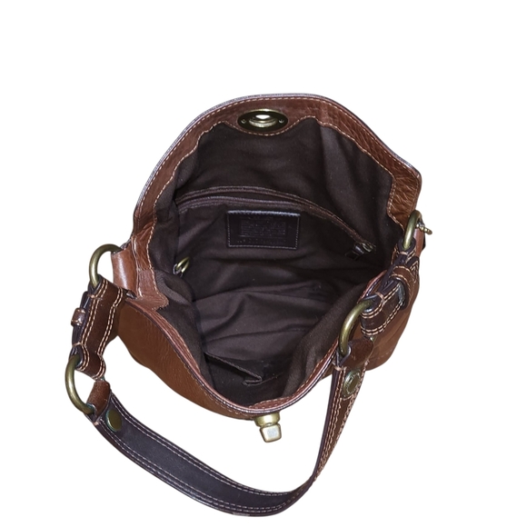 Vintage Coach Chelsea Pebbled North South Turn Lock Hobo Bag in Dark Brown 10947 - Picture 12 of 12